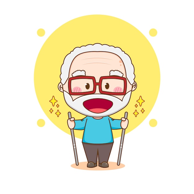 Cute happy grand father cartoon character