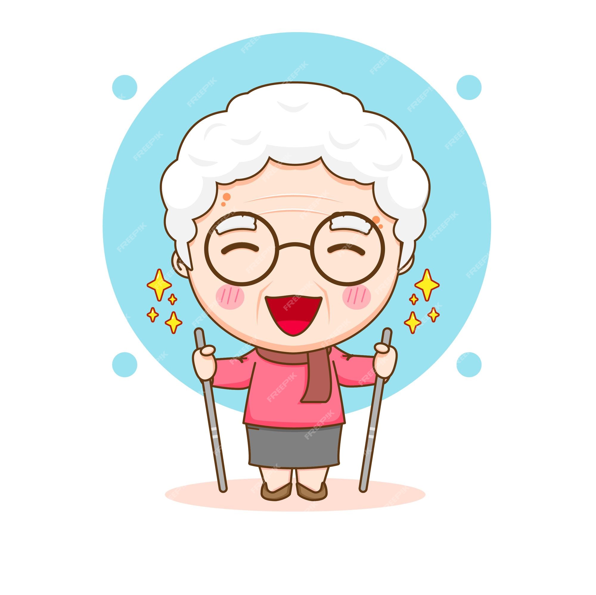 Premium Vector | Cute happy grandma cartoon illustration Premium Vector | Cute happy grandma cartoon illustration