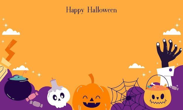 Cute Happy Halloween Copy Space Banner Background