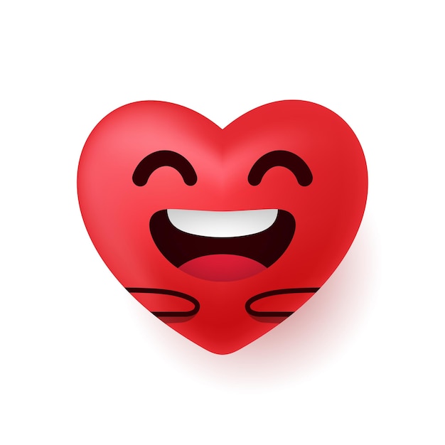 Cute happy heart character smiling with hand hugging Happy Valentine's Day vector illustrations