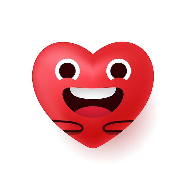 Vector cute happy heart character smiling with hugging hand, happy valentine's day for feeling of love