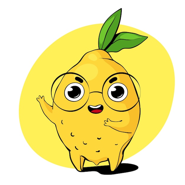 Vector cute happy lemon vector characters in cartoon style