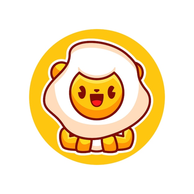 Cute happy lion egg cartoon vector icon illustration
