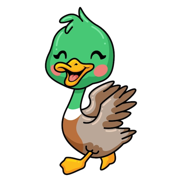 Cute happy little duck cartoon