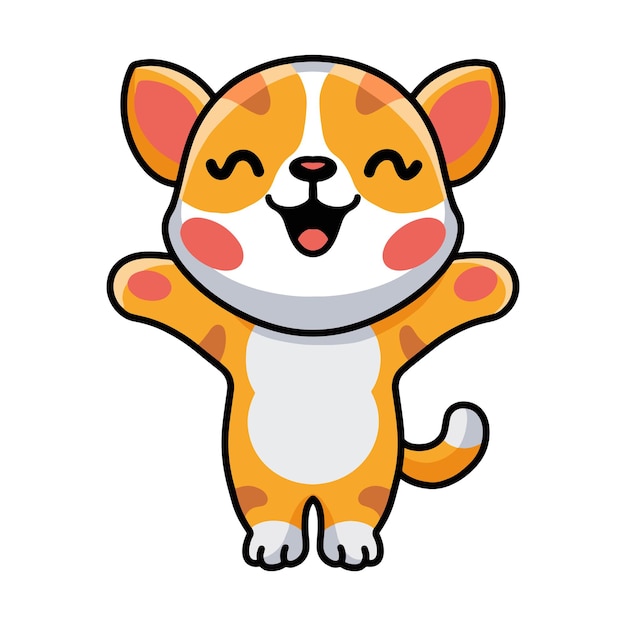 Cute happy little orange cat cartoon
