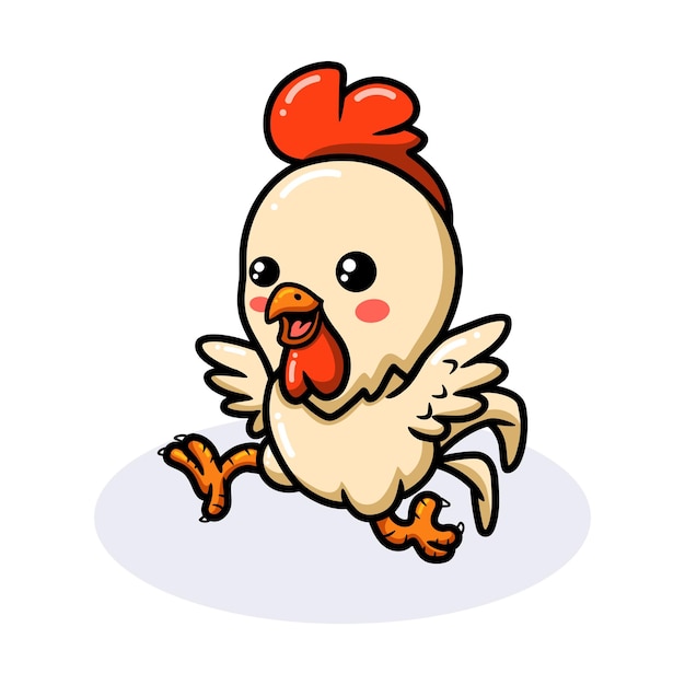 Cute happy little rooster cartoon