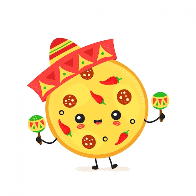 Симпатичная счастливая мексиканская пицца
