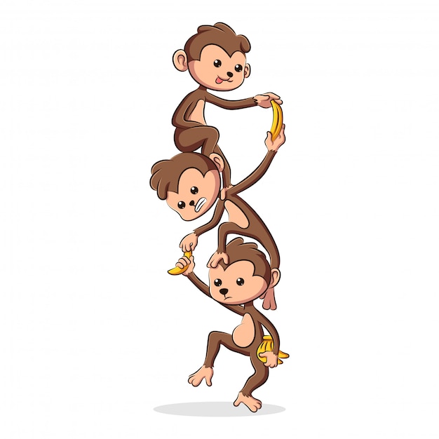 Cartoni animati scimmie carini e felici