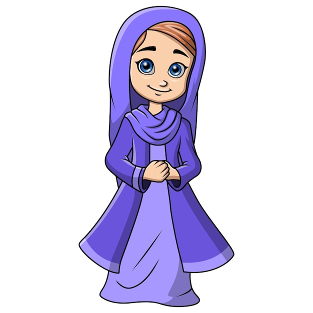 Вектор Милая счастливая мусульманская девушка мультфильм
