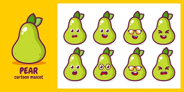 Cute happy pear fruits couple character. love, romantic card, isolated on white background. vector c