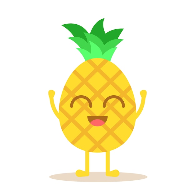 Vettore cucina felice ananas frutta personaggio illustrazione vettoriale di frutti isolati su sfondo bianco