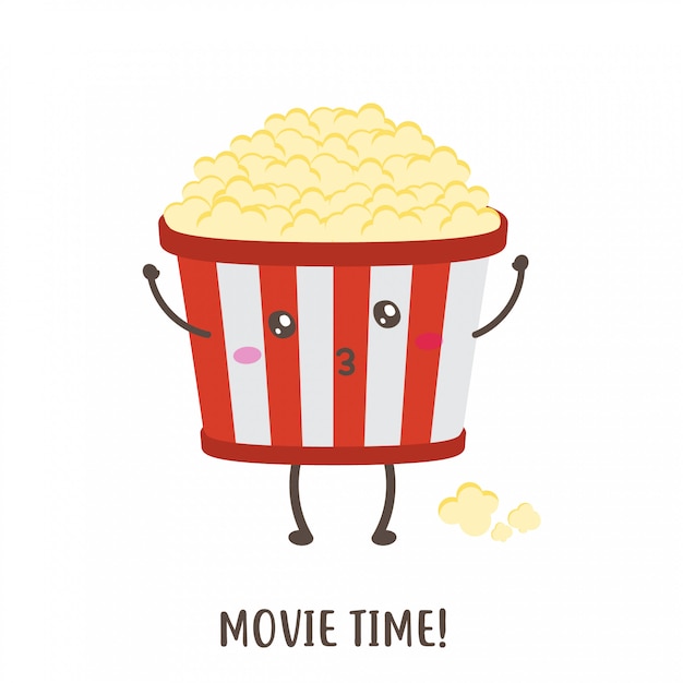 Cute happy popcorn vector design movie time