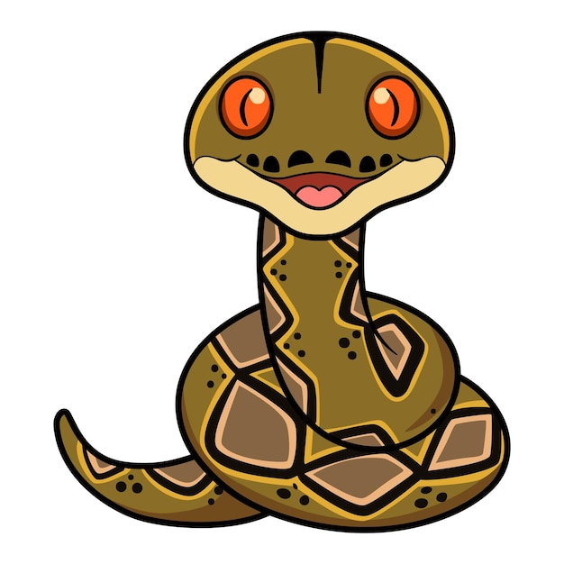 Cute happy reticulatus python cartoon