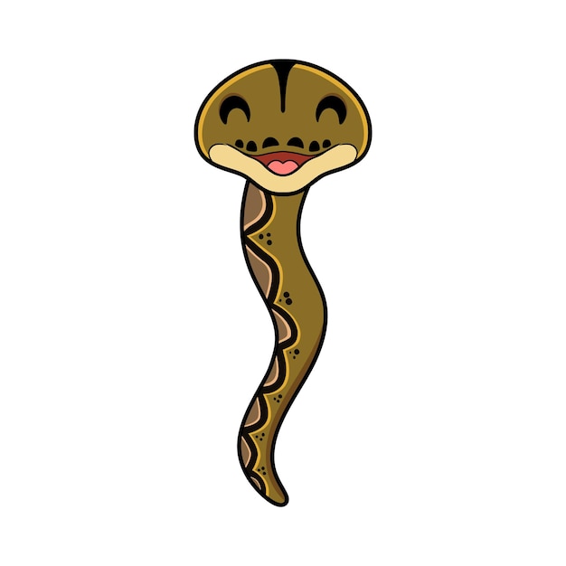 Cute happy reticulatus python cartoon