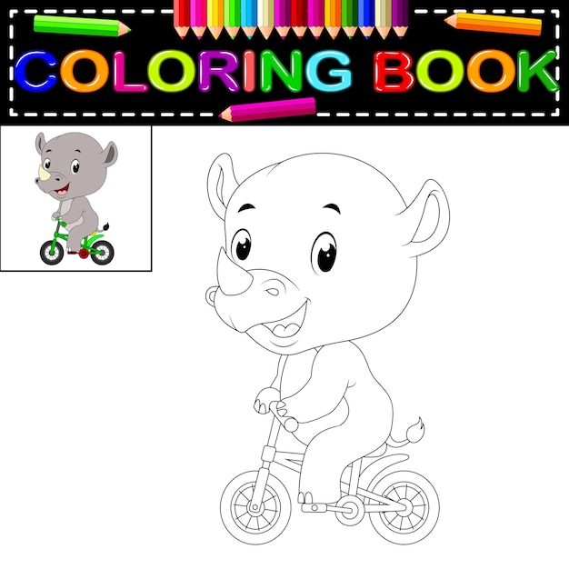 cute happy rhino coloring book