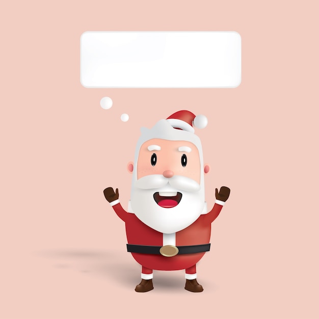 Cute happy Santa Claus with bubble speech