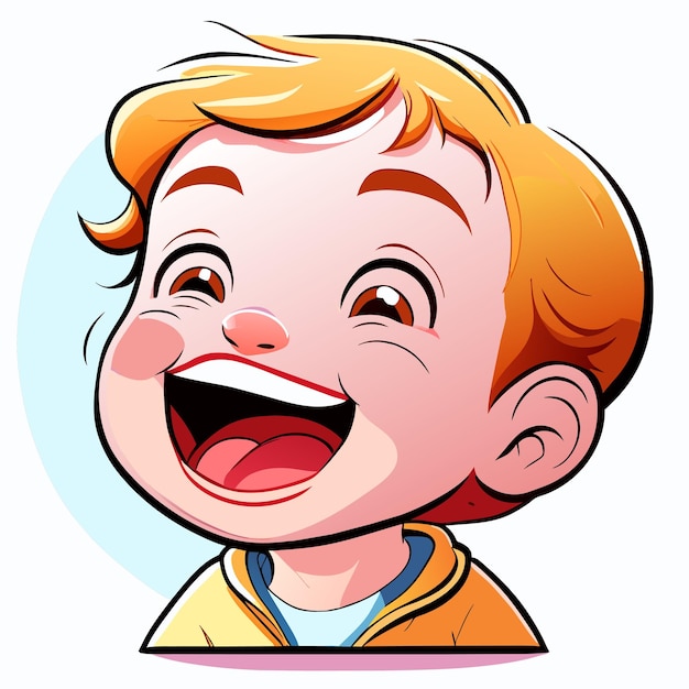 Вектор Милый счастливый улыбающийся ребенок, нарисованный вручную, плоский стильный мультфильм, наклейка, иконка, концепция, изолированная иллюстрация