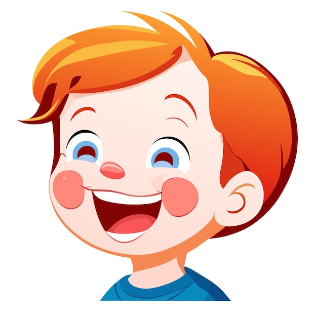 Vettore piccolo bambino sorridente felice disegnato a mano piatto adesivo di cartone animato elegante concetto di icona illustrazione isolata