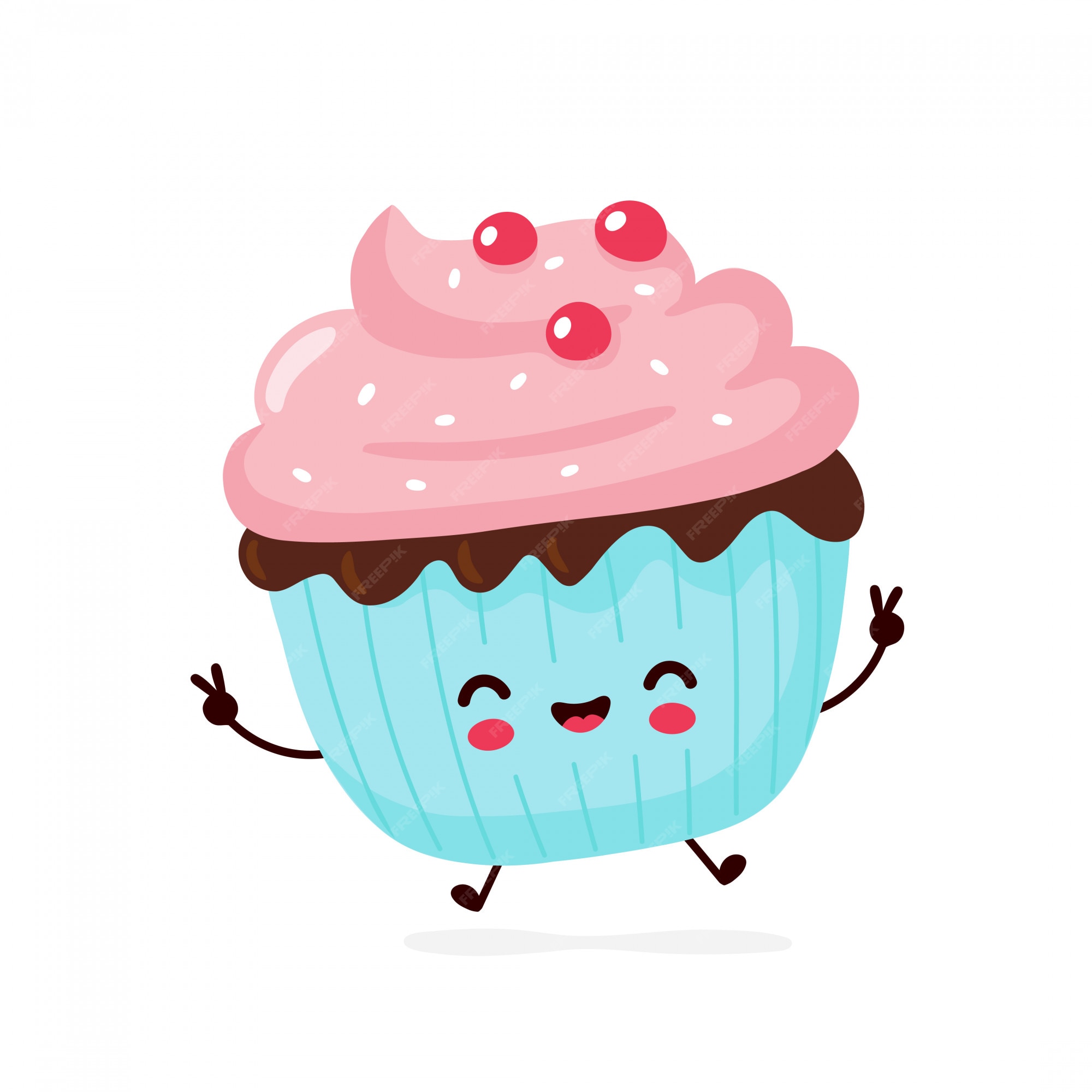 Premium Vector | Cute happy smiling cupcake. cartoon character. Premium Vector | Cute happy smiling cupcake. cartoon character.