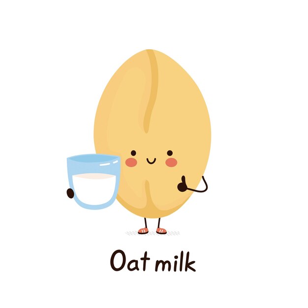 Vector cute happy smiling plant based oat milk character isolated on white background vector cartoon char