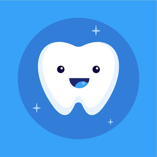 Vector cute happy smiling tooth icon