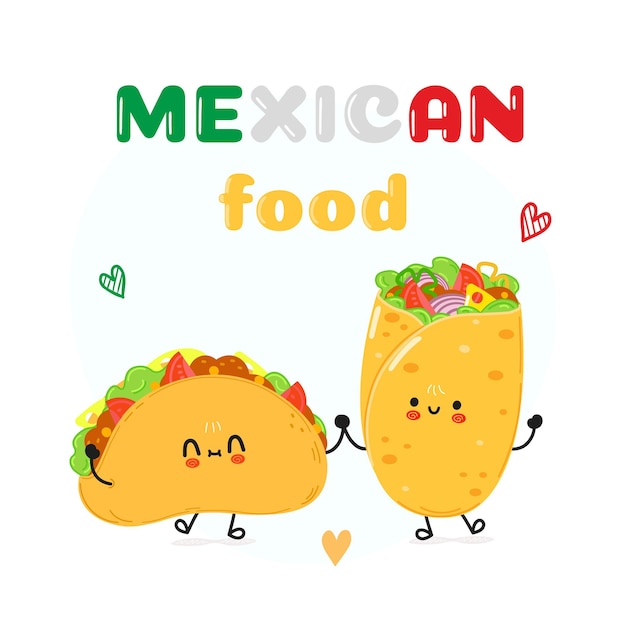 Cute happy taco and burrito card