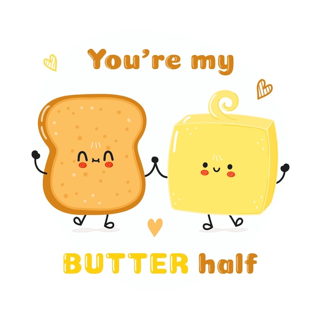 Cute happy toast and butter card