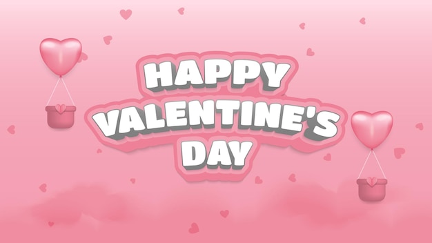 Cute happy valentines day greeting background with balloons