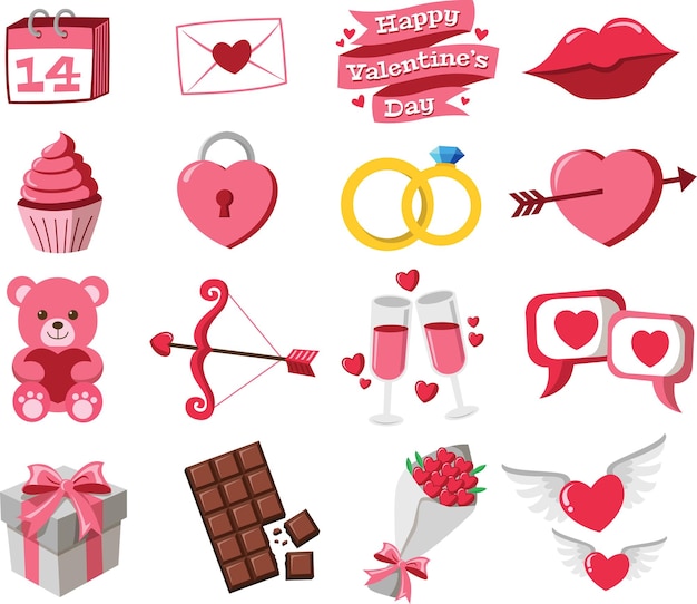 Cute happy valentines day set