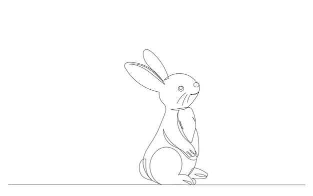 cute hare line drawing sketch vector