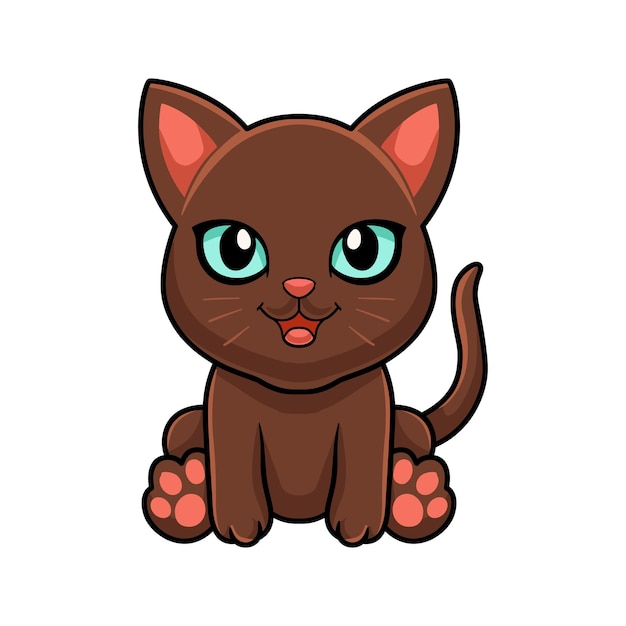 Cute havana brown cat cartoon