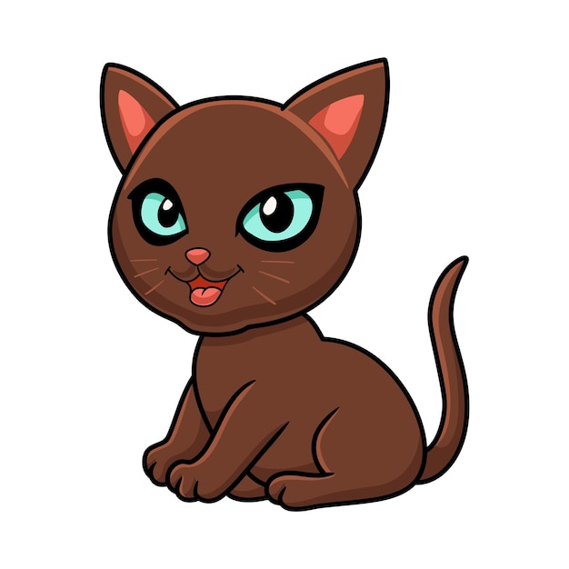 Cute havana brown cat cartoon