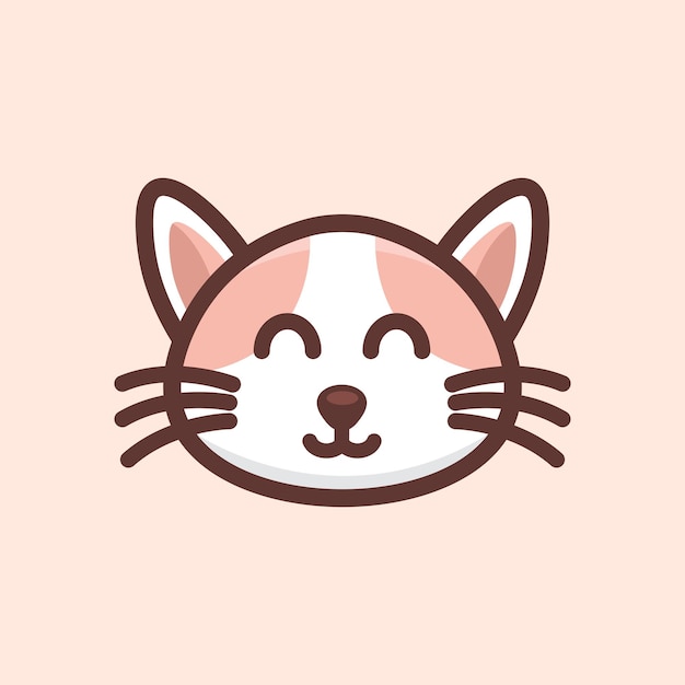 Cute Head Cat Logo Design