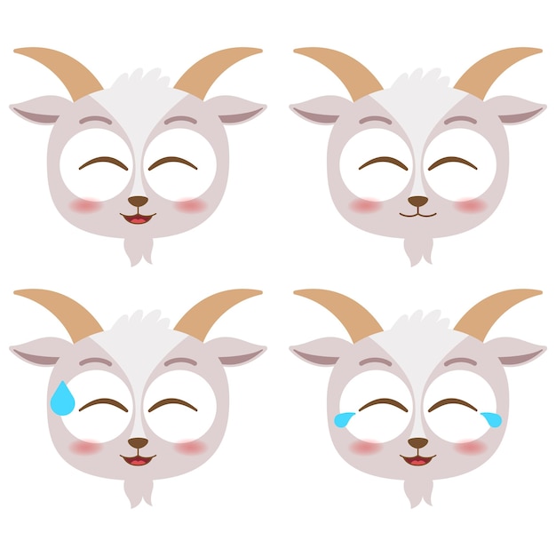 cute head goat emotes icon collection