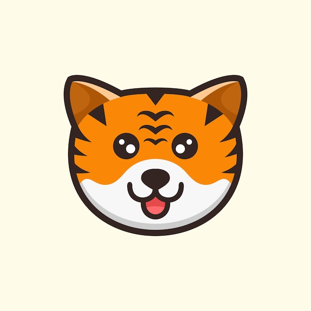 Cute head tiger cartoon design