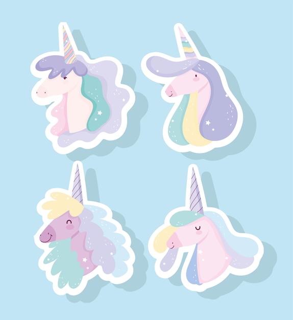 Cute head unicorns