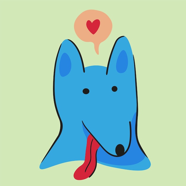 Cute head vector dog in flat style hand drawn