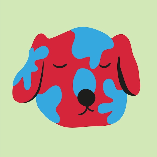 Cute head vector dog in flat style hand drawn