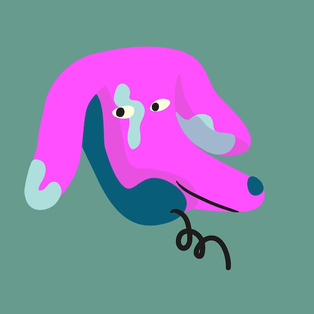 Vector cute head vector dog in flat style hand drawn