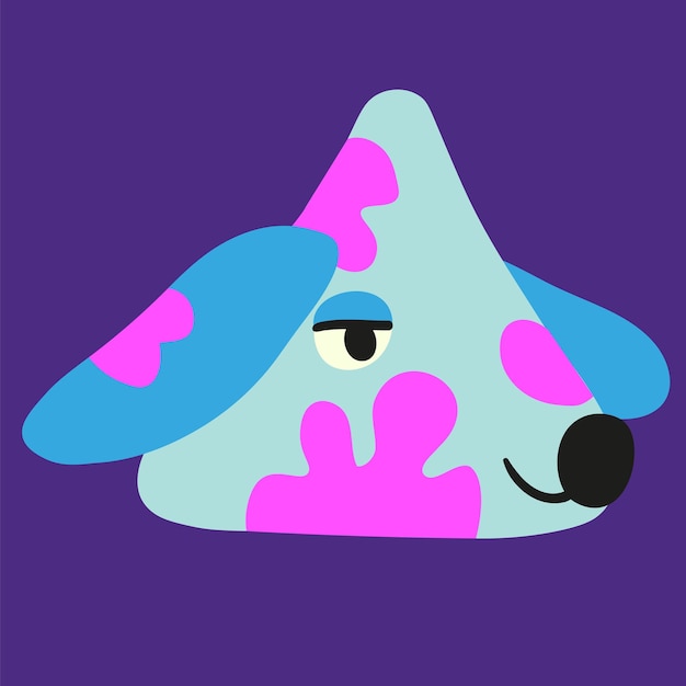 Cute head vector dog in flat style hand drawn