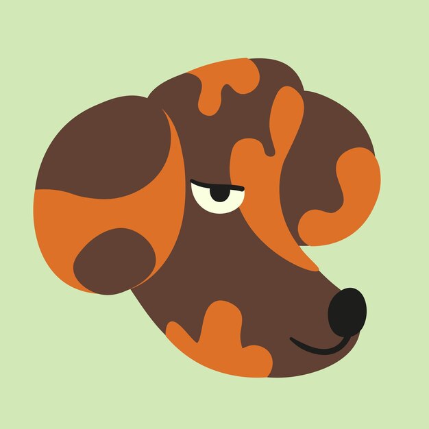 Cute head vector dog in flat style hand drawn