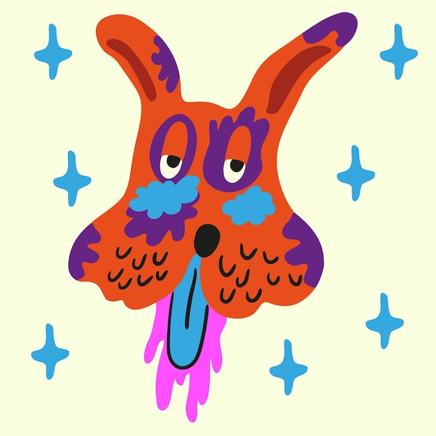 Cute head vector dog in flat style hand drawn