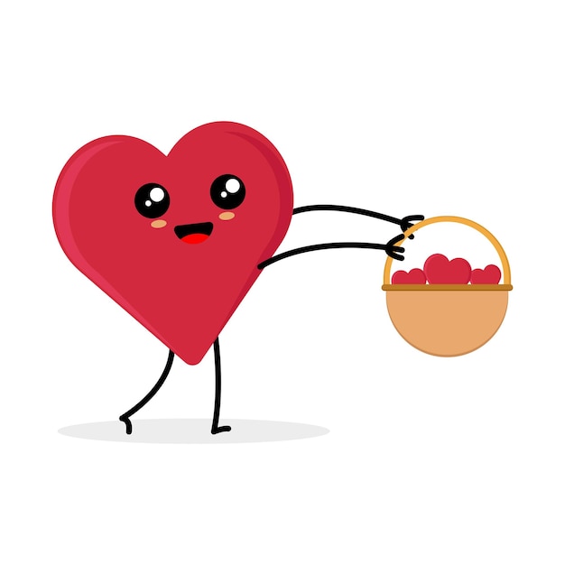 Vector cute heart cartoon vector illustration