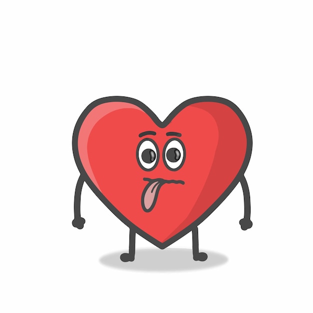 Simpatico personaggio cuore mascotte piatto cartoon emoticon disegno vettoriale illustrazione