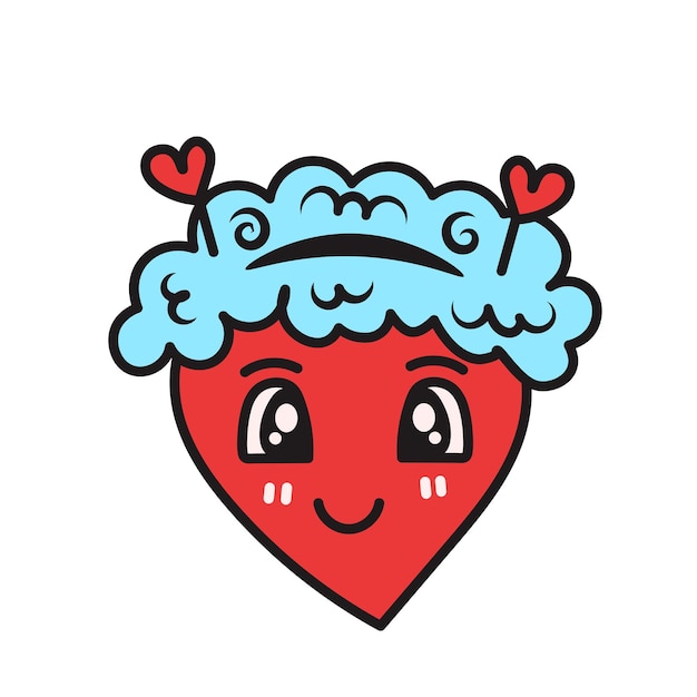 Cute heart character with hair