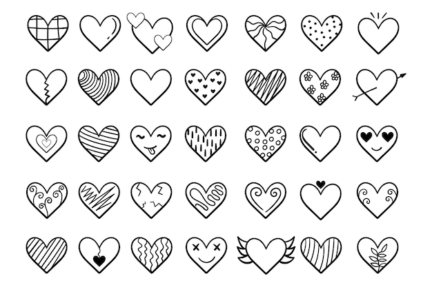 Cute heart doodle hand drawn cartoon art illustration