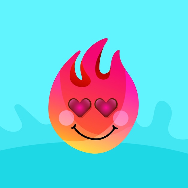 Милый Сердечный Глаз В Любви Огонь Emoji Вектор Скачать | Премиум.
