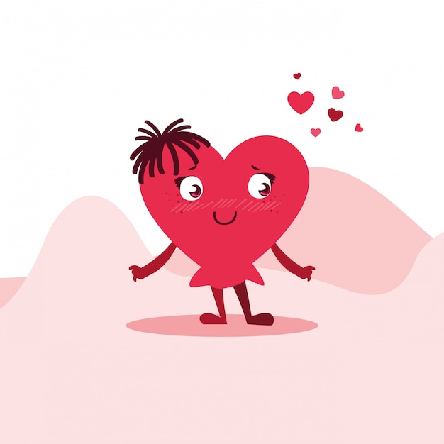 Vector cute heart female in the desert character