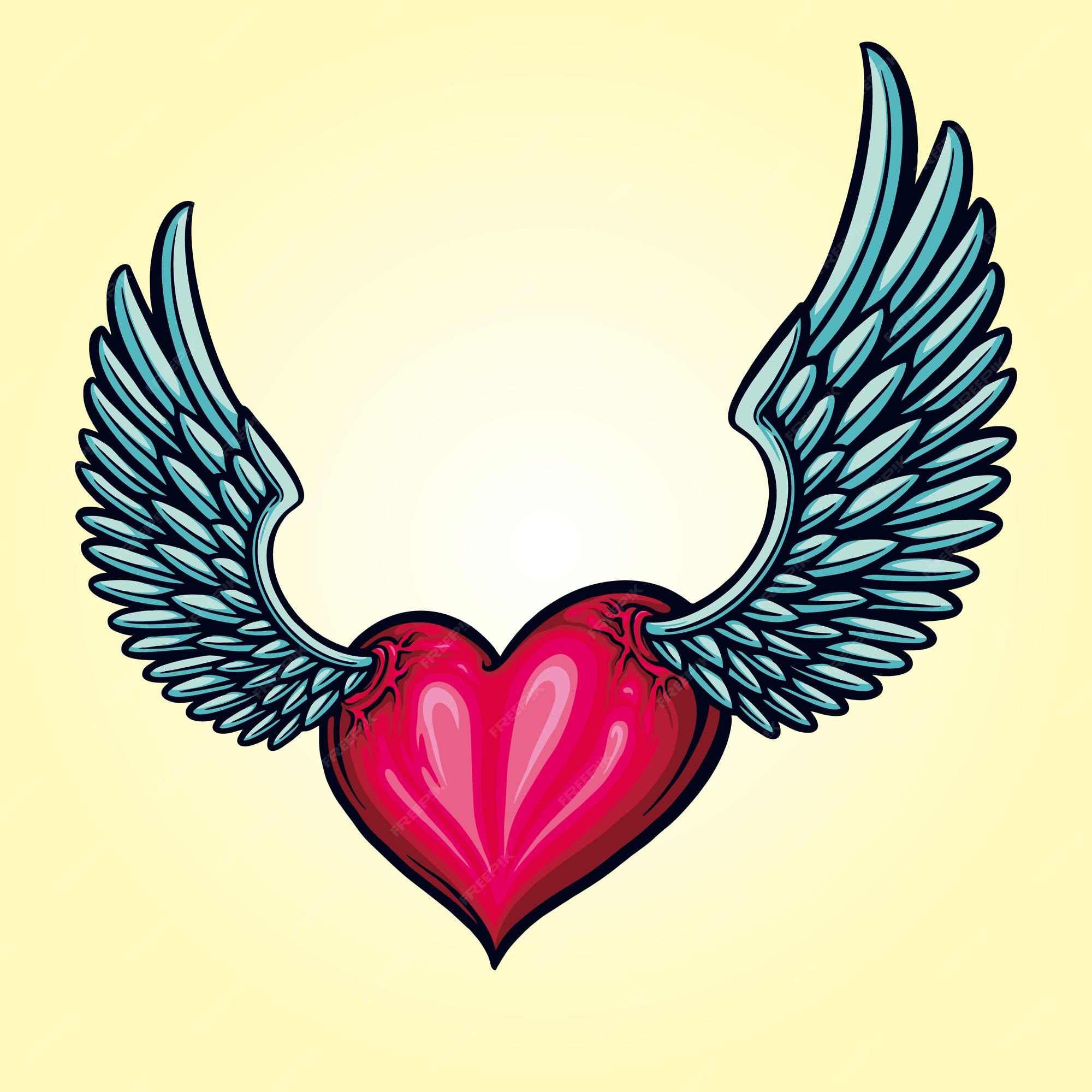 Premium Vector | Cute heart love wings tattoo vector illustrations for your work logo, mascot merchandise t-shirt, stickers and label designs, poster, greeting cards advertising business company or brands. Premium Vector | Cute heart love wings tattoo vector illustrations for your work logo, mascot merchandise t-shirt, stickers and label designs, poster, greeting cards advertising business company or brands.