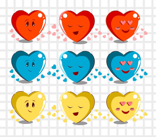 Cute heart loveable hand drawn collection premium vector